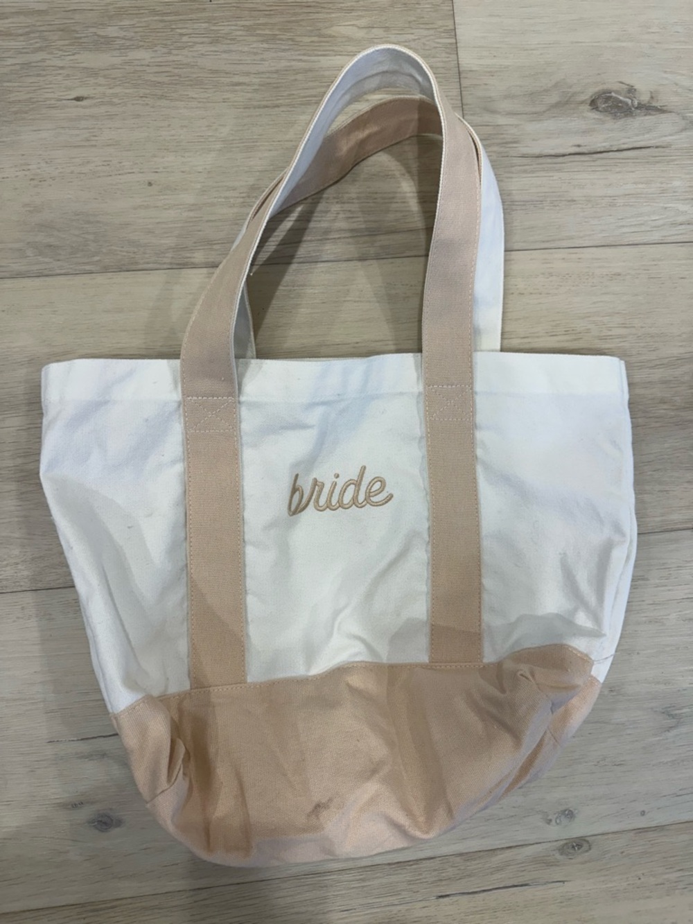 Canvas Bride Tote Bag in White and Blush
